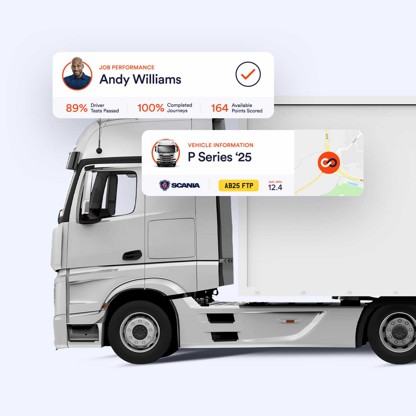 A lorry within a delivery/transportation company efficiently using a fleet management product to optimise their logistics operations with Verilocation's connected fleet and transport management platform.